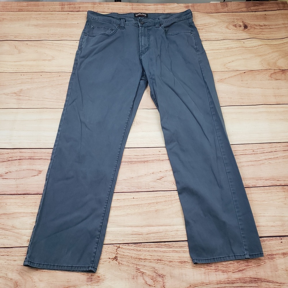 Kirkland Pants Mens 36 Blue Straight‎ Slim Chino Bedford Corduroy Adult 36x32